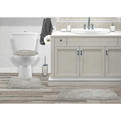 Queen Mary 3 Piece Bathroom Rug Set, Luxury Soft Plush Bath Mat, Contour Rug, Lid Cover, Non-Slip