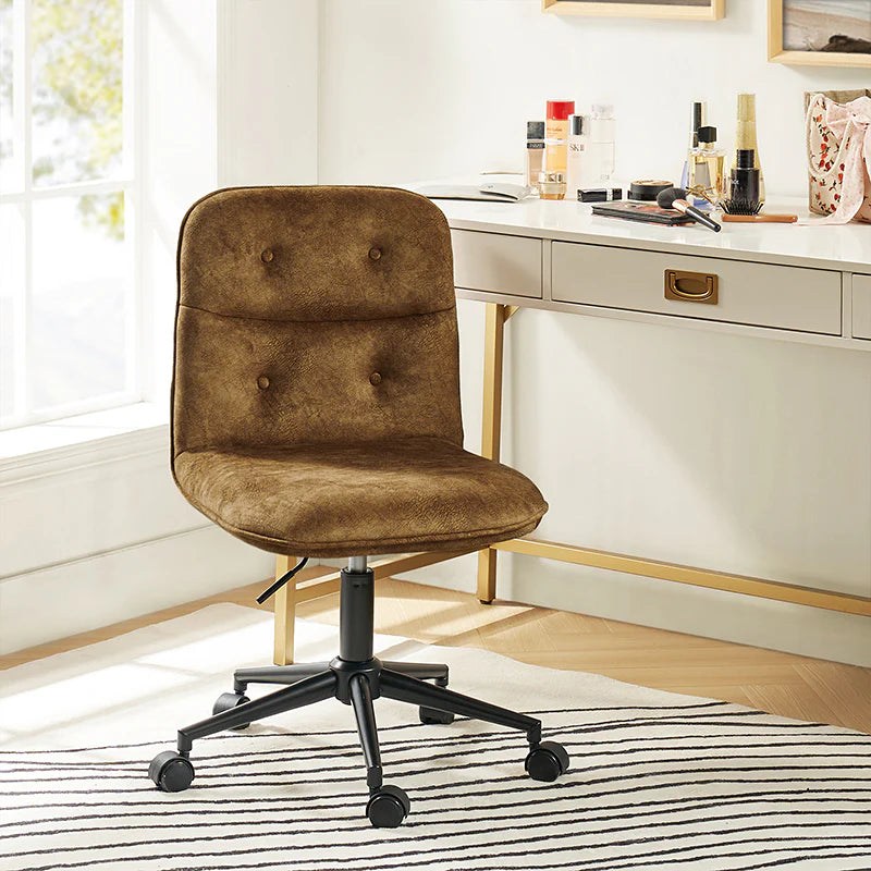 Leonhard Upholstered Swivel Task Chair: Plush Velvet Feel with Linen-Inspired Fabric, Adjustable Height, and Wheels