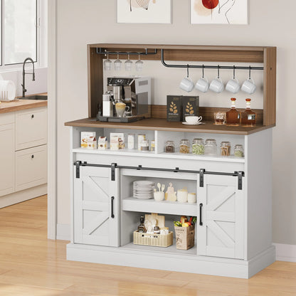 Moasis Farmhouse Coffee Bar Cabinet - 15.1"D x 47.2"W x 51.5"H