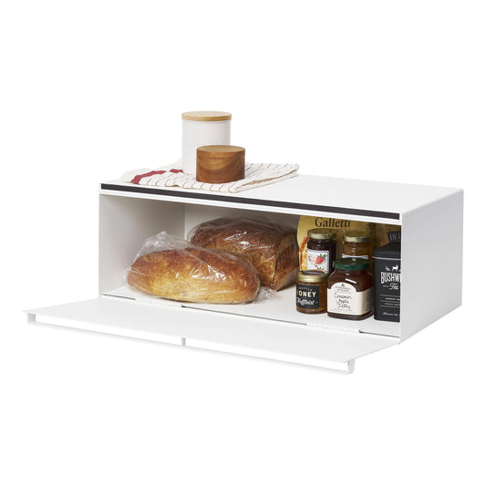 Yamazaki Home Bread Box - Wide, Steel, 32L, Holds 22 lbs - L 11.81 x W 24.49 x H 8.66 inches