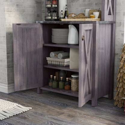 Figg Rustic Wood Multi-shelf Microwave Cabinet by Furniture of America