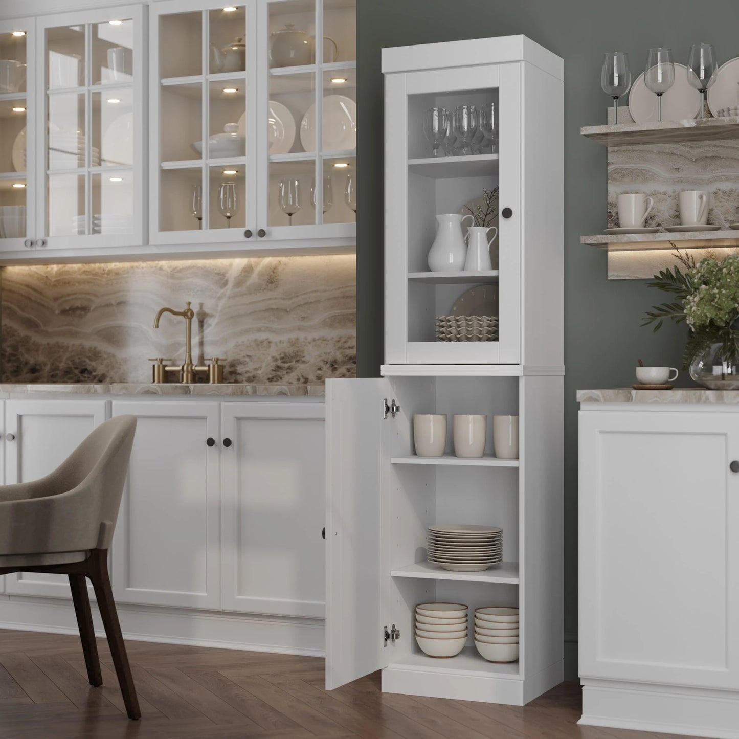 100% Solid Wood 16.5" Kitchen Pantry Cabinet with Doors by Palace Imports