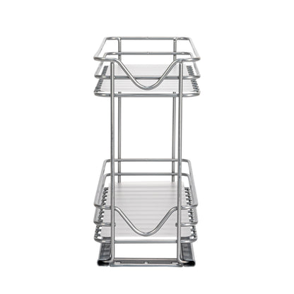 Household Essentials 2-Tier Brushed Nickel Spice Rack Organizer, Sliding Pantry Organizer