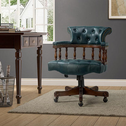 Genuine Leather Chesterfield Captains Wood Executive Office Chair