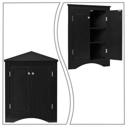 Modern Stylish Triangle Corner Storage Cabinet with Two Adjustable Internal Shelves