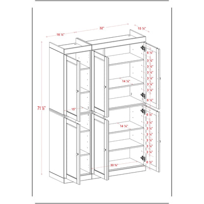 Palace Imports 100% Solid Wood 48.5" China Pantry Cabinet with Solid or Clear Glass Doors and Adjustable Shelves - 48.5" x 71.5"