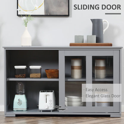 HOMCOM Modern Kitchen Sideboard, Stackable Storage Cabinet, Sliding Glass Door Console, Cupboard Serving Buffet for Kitchen