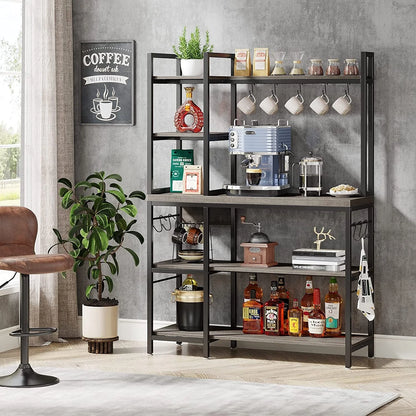 43 inch Kitchen Bakers Rack with Microwave Stand 5-Tier Kitchen Utility Storage Shelf Rack and10 Hooks for Kitchen Living Room