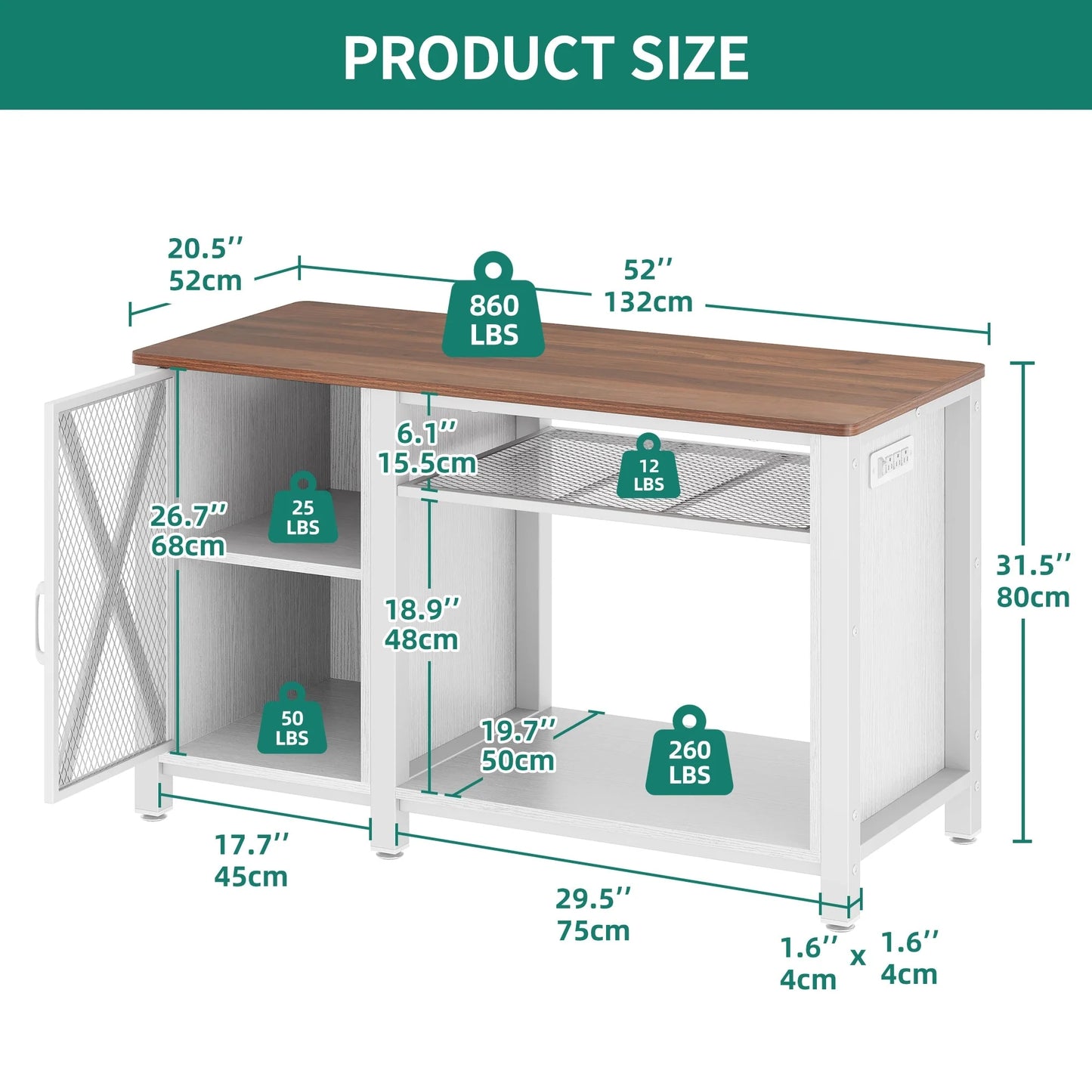 Moasis 55-75 Gallon Aquarium Stand with Power Outlets,Fish Tank Stand with Storage Cabinet