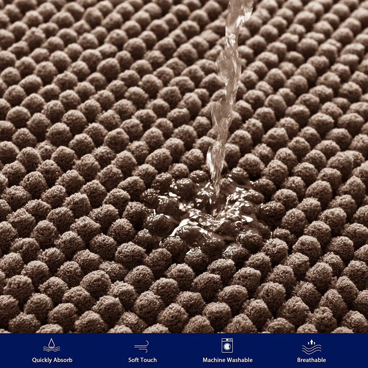 Subrtex Luxury Chenille Bath Rugs Soft Bathroom Mats