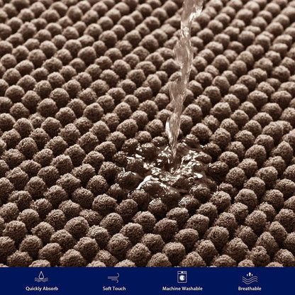 Subrtex Luxury Chenille Bath Rugs Soft Bathroom Mats