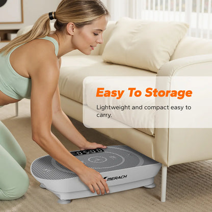 Merach Slim Vibration Plate Exercise Machine with Lymphatic Drainage Feature Compact Design Fitness Home Gym Equipment Whole Body Workout Vibrations