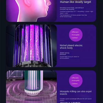 Mosquito Trap Electric USB Portable Silent Killer Lamp Electric Bug Zapper Inhalation Mosquito Killer Lamp Household Outdoor Rechargeable Mosquito Trap Wall Mountable Desktop Friendly