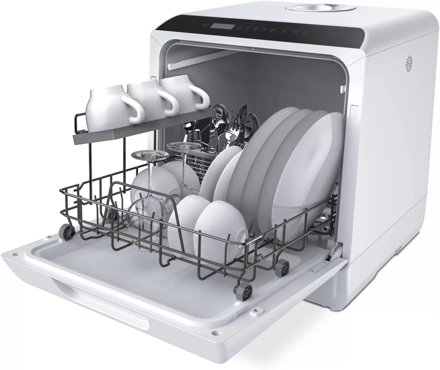 Hermitlux Countertop Dishwasher, 5 Washing Programs Portable Dishwasher With 5-Liter Built-in Water Tank, No Hookup Needed