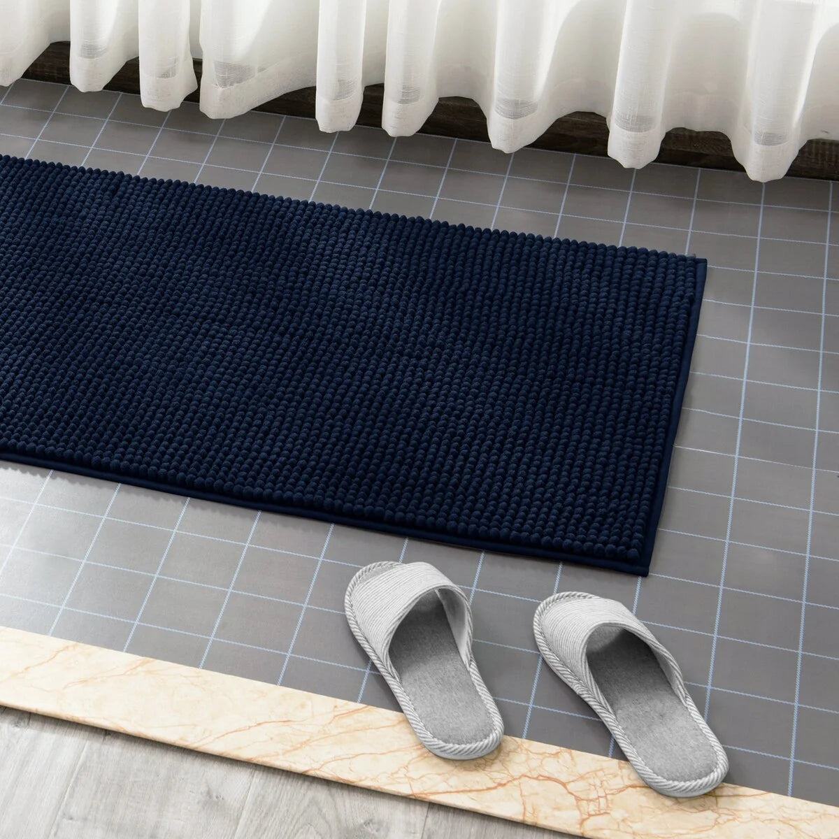 Subrtex Luxury Chenille Bath Rugs Soft Bathroom Mats