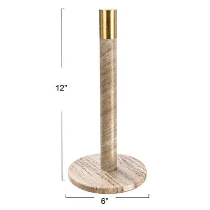 Marble Paper Towel Holder with Brass Accent Band