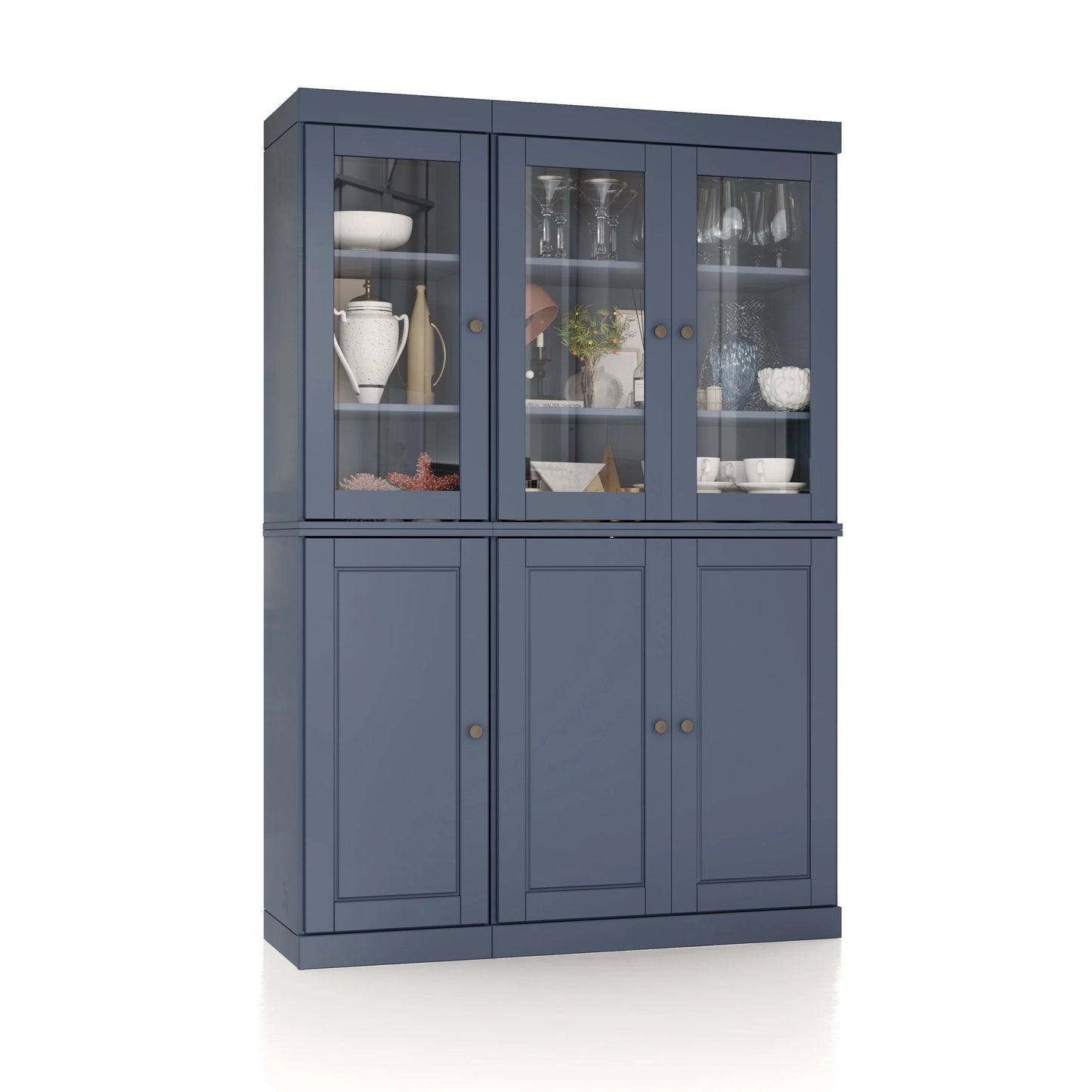 Palace Imports 100% Solid Wood China Pantry with Glass or Solid Wood Doors and 2-Drawers - 48.5" x 71.5"