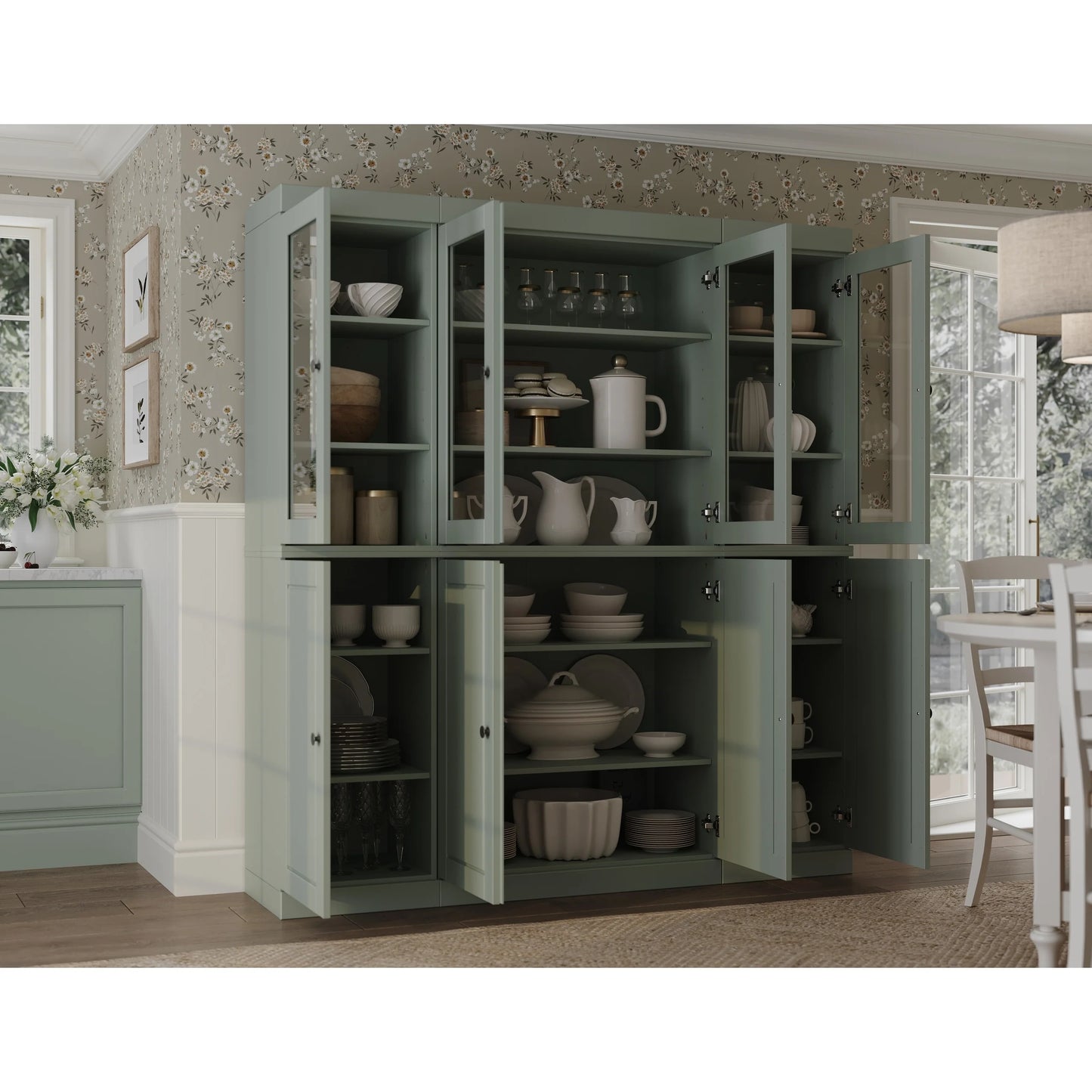 100% Solid Wood 65" Kitchen China Pantry Buffet by Palace Imports - 65" x 71.5"
