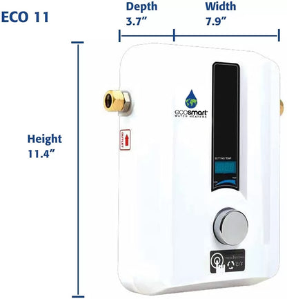 EcoSmart ECO 11 Electric Tankless Water Heater, 13KW at 240 Volts with Patented Self Modulating Technology