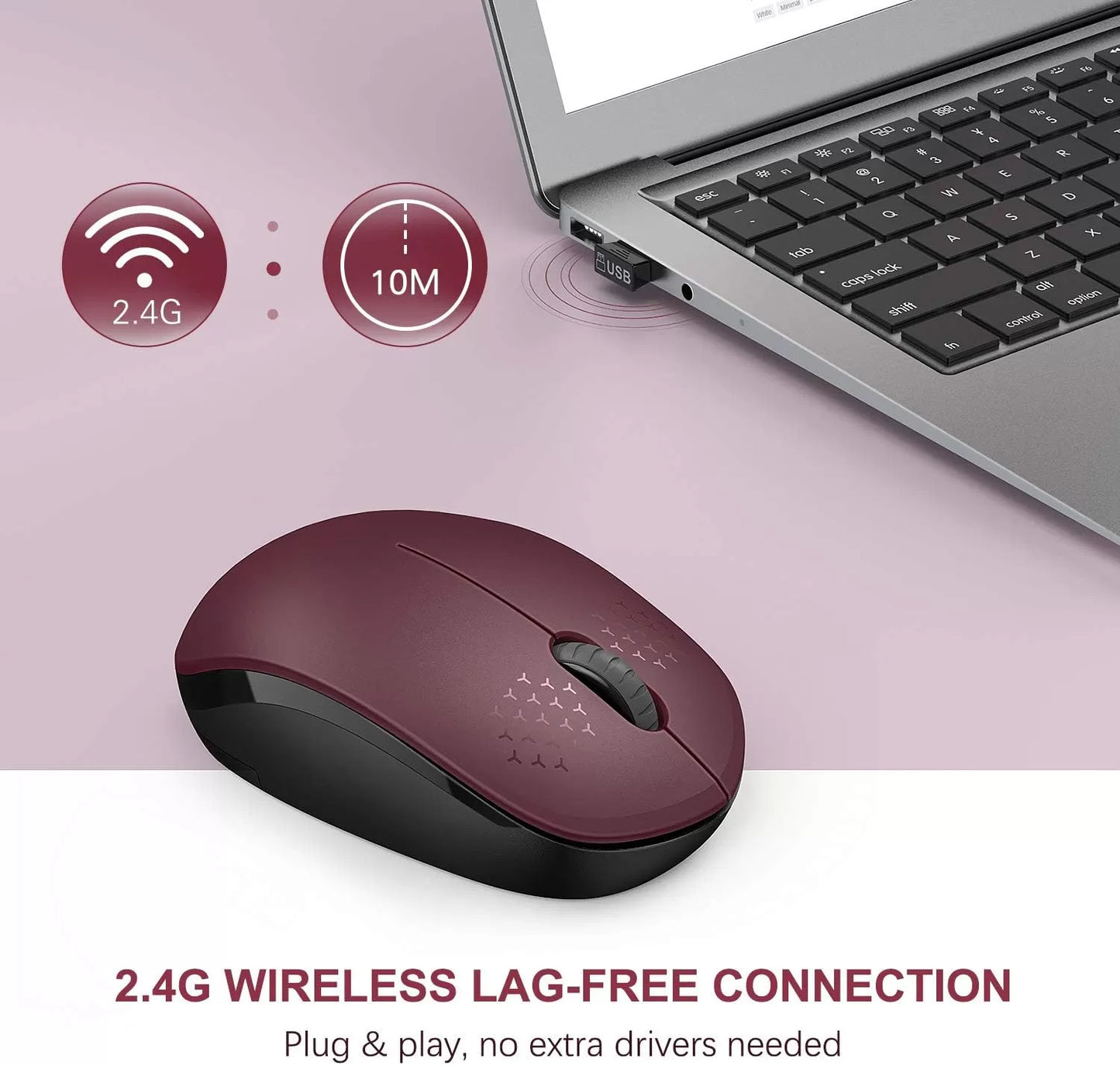 seenda Wireless Mouse, 2.4G Noiseless Mouse with USB Receiver - Portable Computer Mice for PC, Tablet, Laptop with Windows System - Mint Green