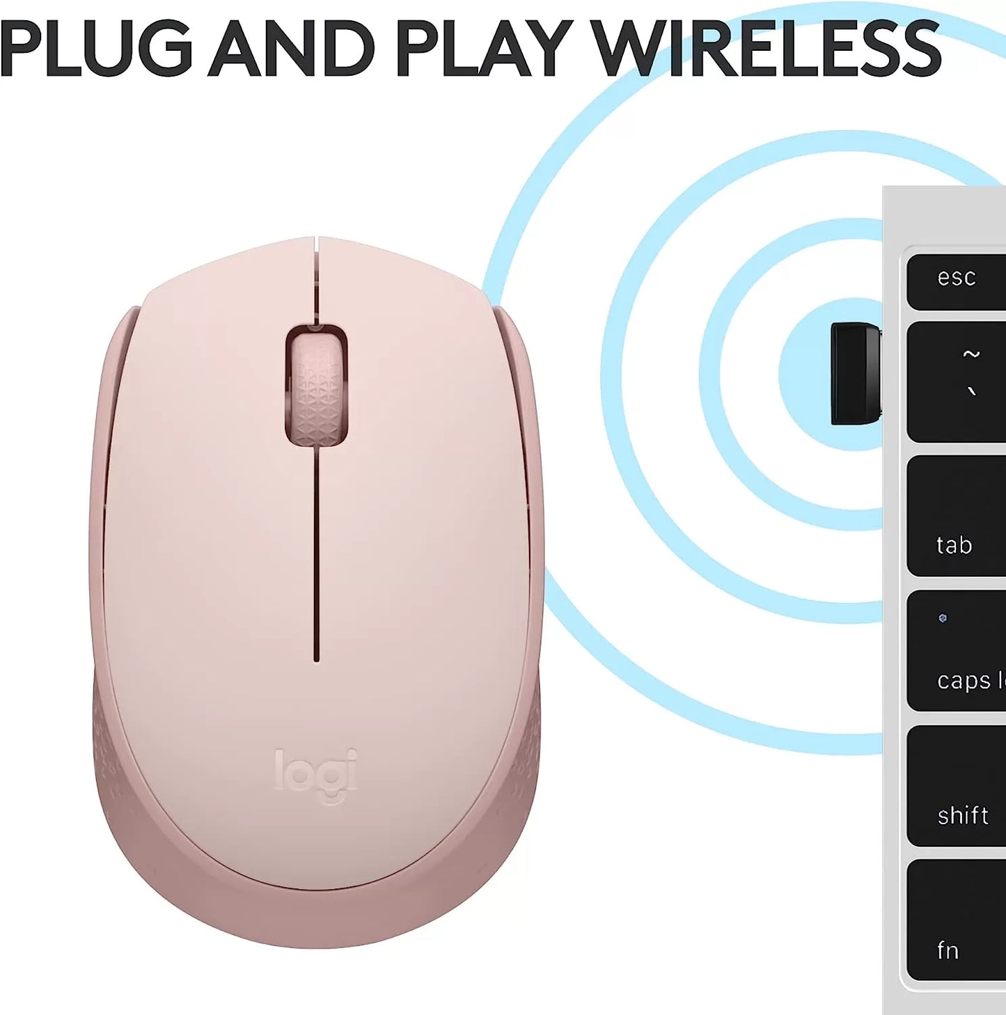 Logitech M170 Wireless Mouse for PC, Mac, Laptop, 2.4 GHz with USB Mini Receiver, Optical Tracking, 12-Months Battery Life, Ambidextrous - Blue Grey