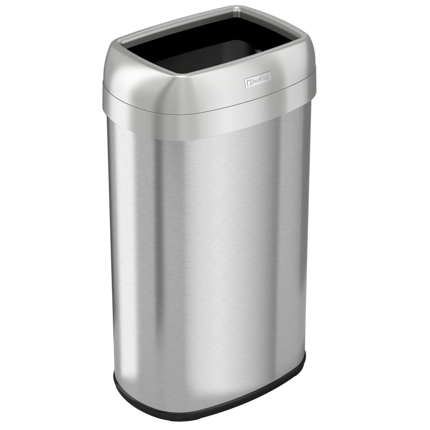 iTouchless 16 Gal Stainless Steel Oval Open Top Trash Can with Filters