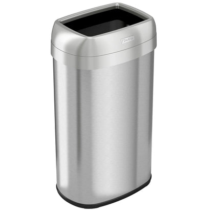 iTouchless 16 Gal Stainless Steel Oval Open Top Trash Can with Filters