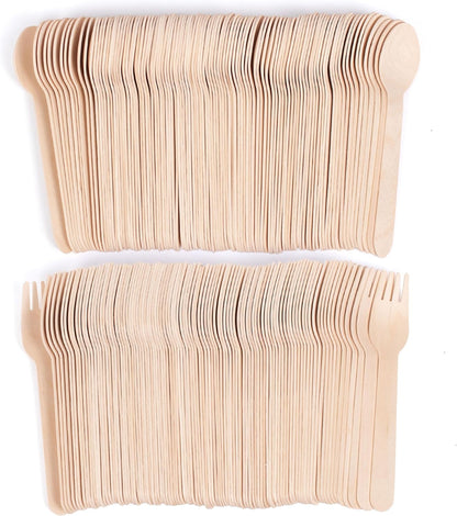 ANTETOK Disposable Wooden Cutlery Spoons - 100 Pack Wooden Spoons Disposable,Biodegradable and Earth Friendly, 6.3 Inch Length