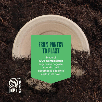 Stack Man Paper Bowls, 100% Compostable Disposable Soup Bowl [125-Pack] 12 oz. Heavy Duty, Eco-Friendly, Biodegradable Bagasse Hot Food Plates and Bowls - Natural Brown (BPI Certified) (PFAS-Free)