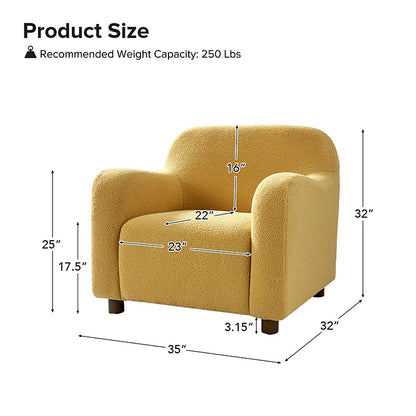 Heinrich 35" Wide Boucle Upholstered Armchair  with Solid Wood Legs