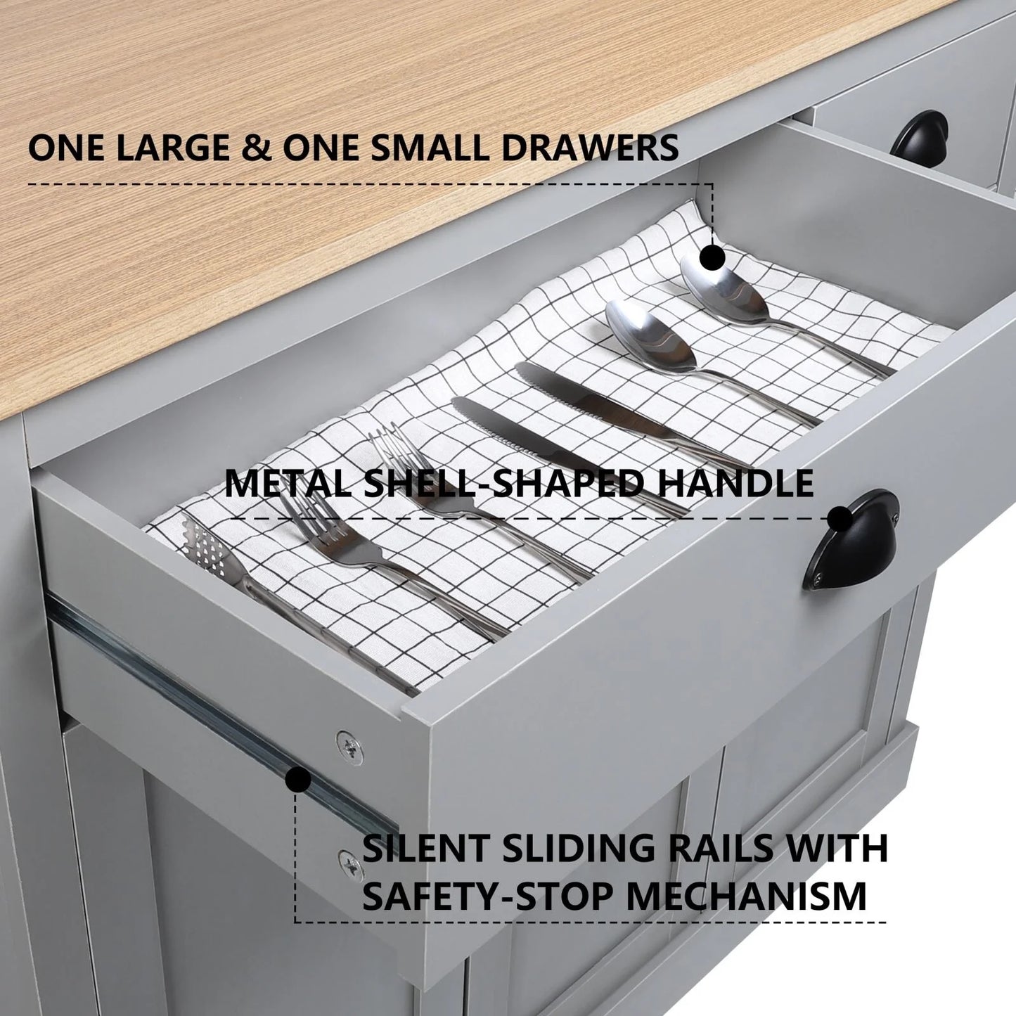 VEIKOUS Pantry Kitchen Cabinet Storage with Microwave Stand and 3 Adjustable Shelves
