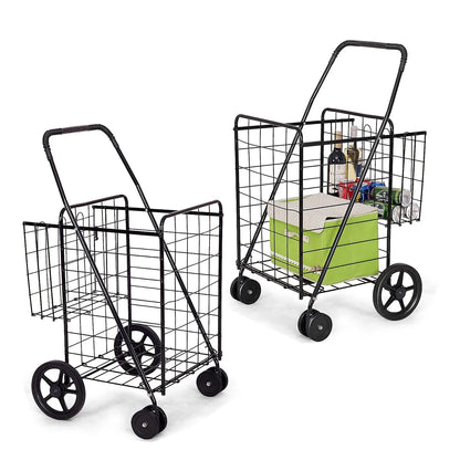 Utility Folding Easy-storage Shopping Cart with Swivel Wheels
