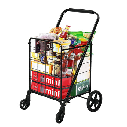 Moasis Utility Folding Shopping Cart Portable Trolley with Swivel Wheels