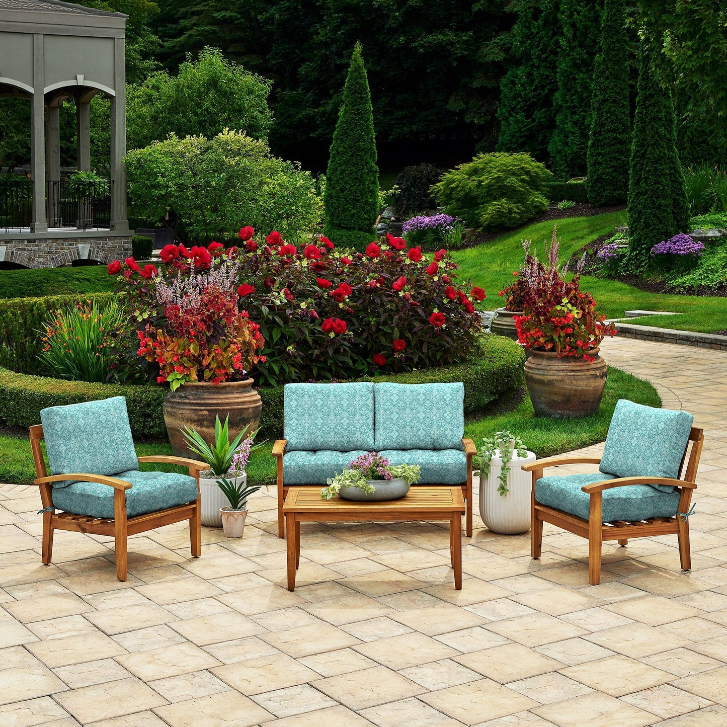 ARDEN Outdoor Plush Modern Tufted Blowfill Deep Seat Set, 24 x 24