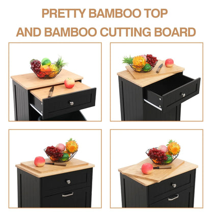 Erommy Tilt Out Trash Cabinet, Wooden Kitchen Trash Can Free Standing Waste Bin, Recycling Hideaway Garbage Can Holder