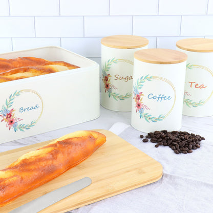4 Piece Iron Canister and Bread Box Set - 4 Piece Set