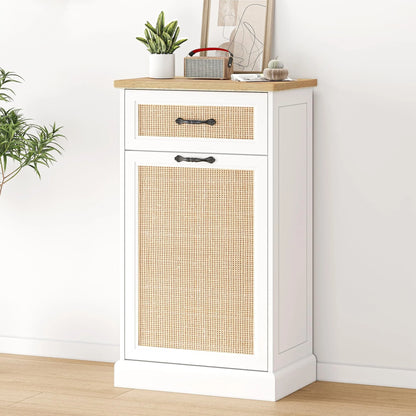 Rattarn Kitchen Tilt Out Trash Can Cabinet with Drawer