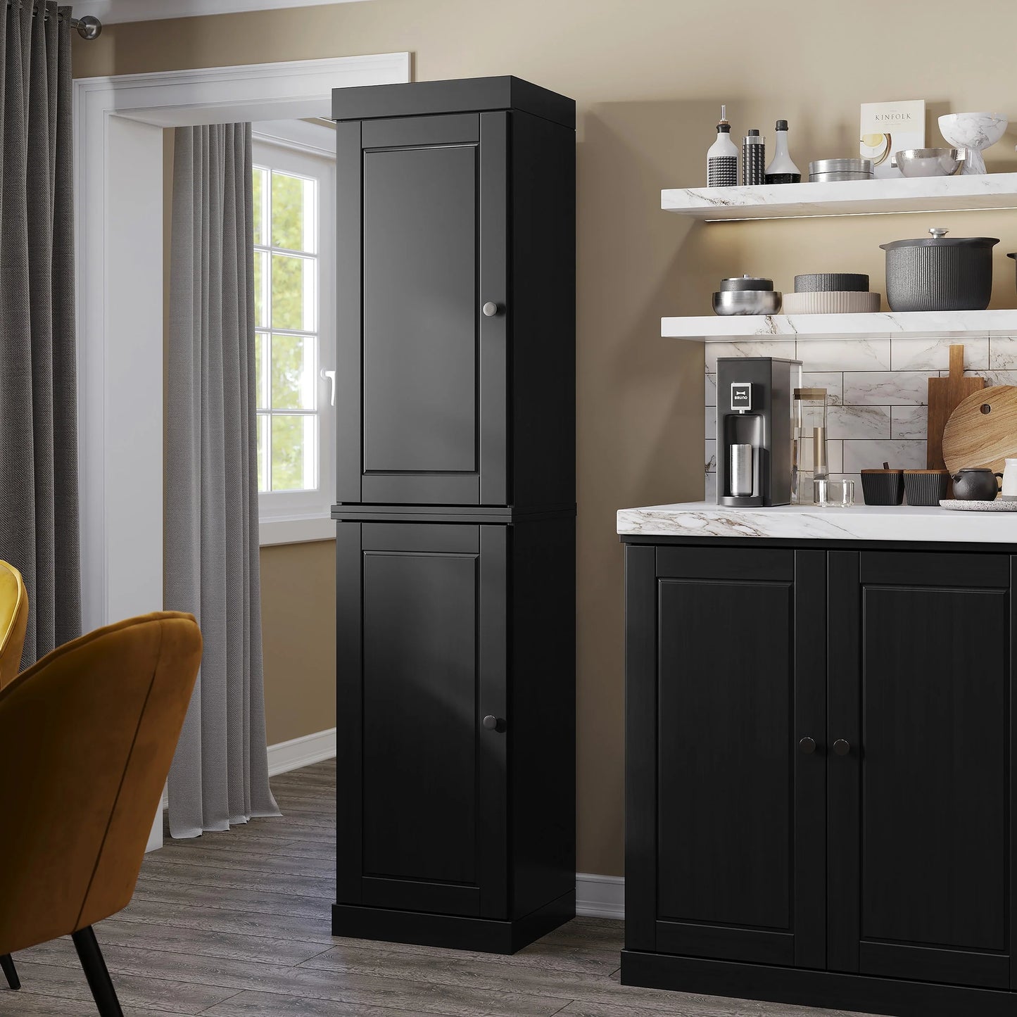 100% Solid Wood 16.5" Kitchen Pantry Cabinet with Doors by Palace Imports