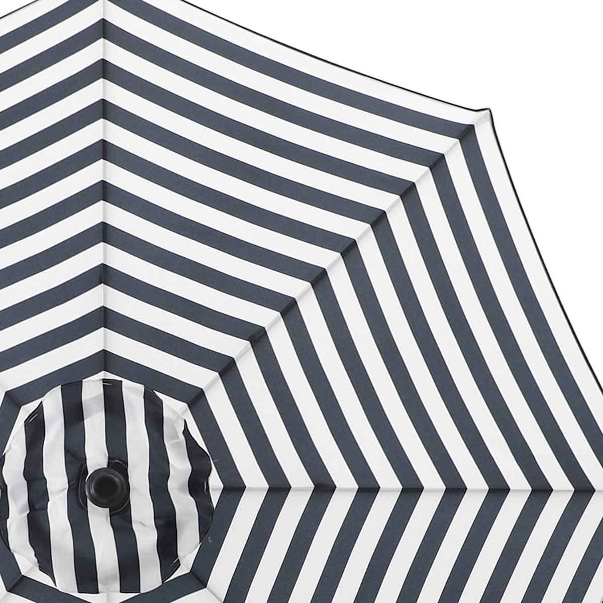 Black Awning Stripe Crank & Tilt Round Patio Umbrella, 9'