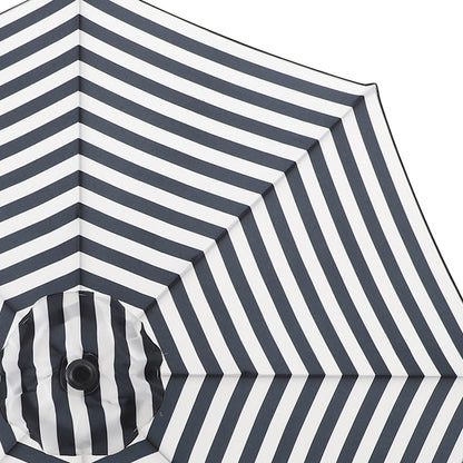 Black Awning Stripe Crank & Tilt Round Patio Umbrella, 9'