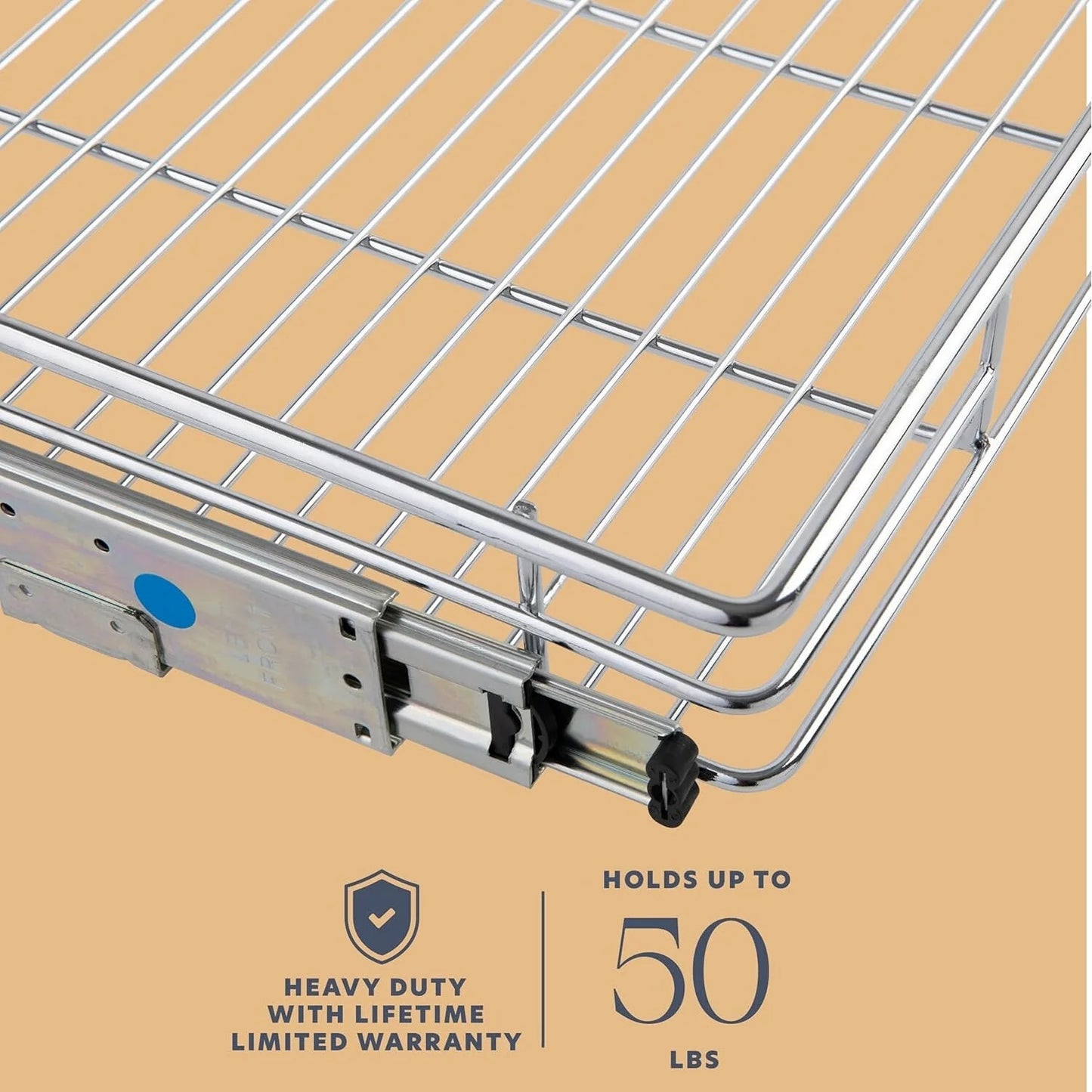Pull Out Cabinet Drawer Organizer, Heavy Duty- Steel Metal- Chrome Finish