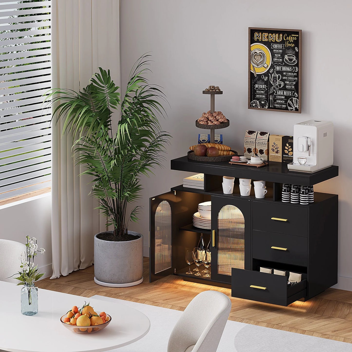 39''Wide Sideboard With LED Light - N/A