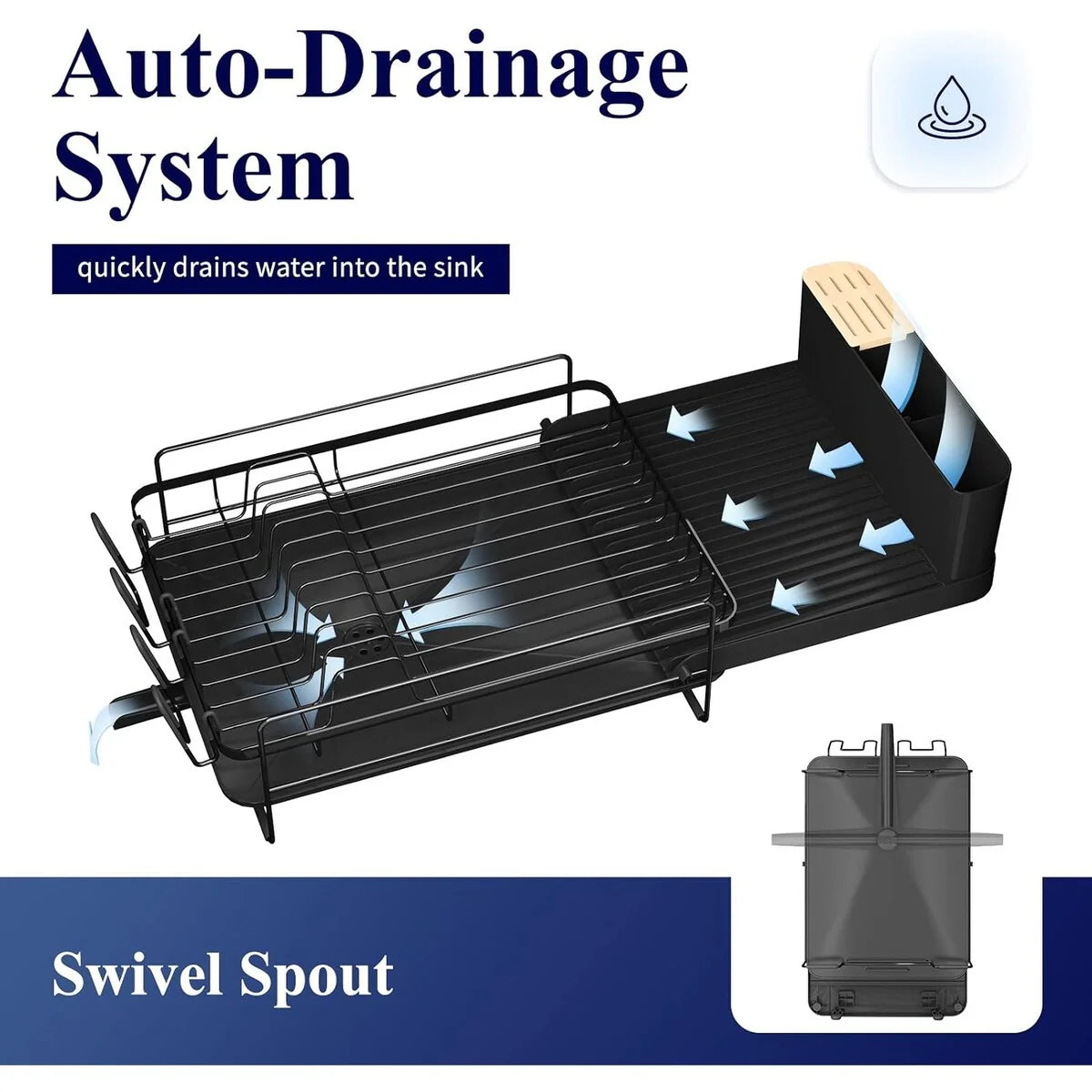 26.7'' Kitsure Large Dish Drying Rack - Extendable Dish Rack