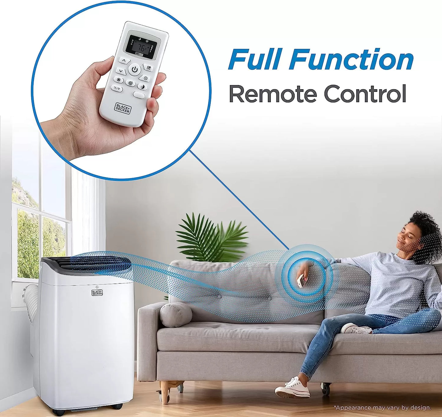 BLACK+DECKER 8,000 BTU Portable Air Conditioner up to 350 Sq. with Remote Control, White