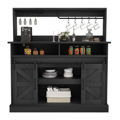 Moasis Farmhouse Coffee Bar Cabinet - 15.1"D x 47.2"W x 51.5"H