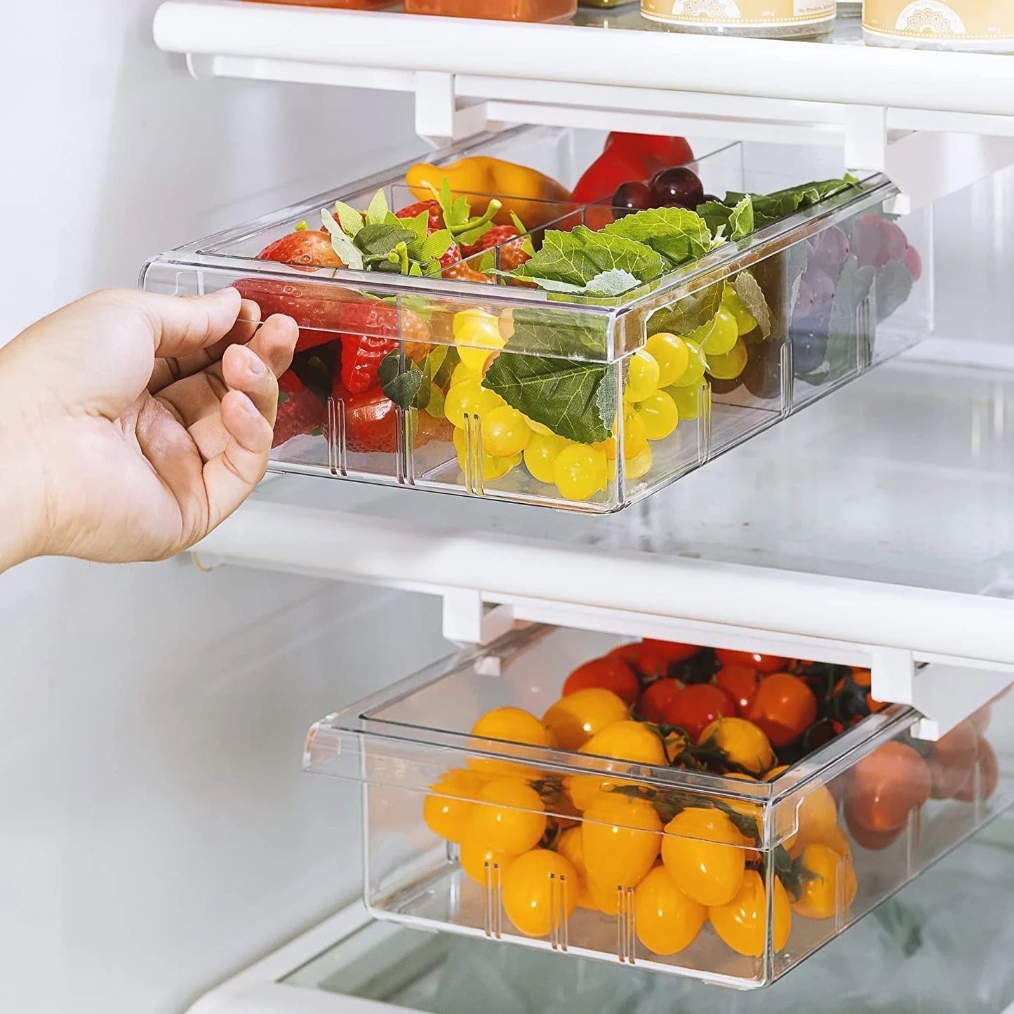 Sorbus Pull Out Fridge Drawer - Attachable Deli Drawer - Adjustable Refrigerator Storage Bin - Clear Design