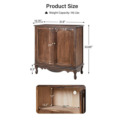 Pallantium 34"Tall-2 Door Farmhouse Style Accent Cabinet by HULALA HOME