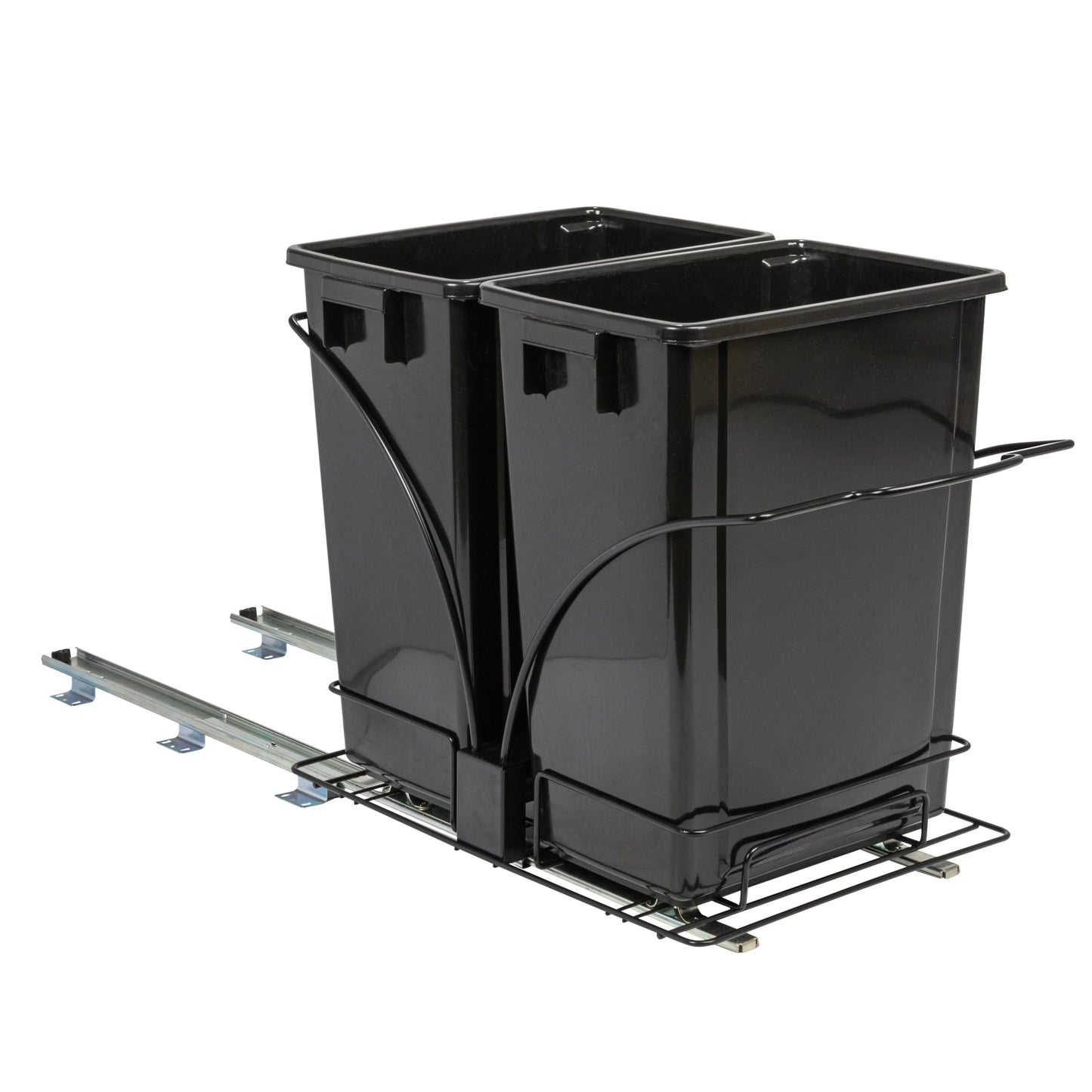 Household Essentials Chrome-Plated Steel Pull-Out/Slide-Out Double Trash Cans
