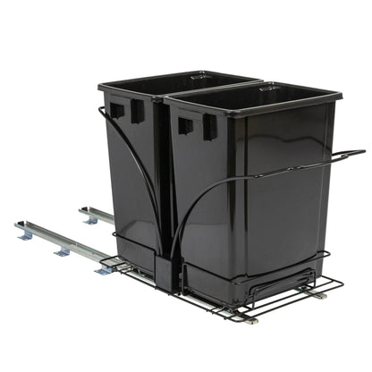 Household Essentials Chrome-Plated Steel Pull-Out/Slide-Out Double Trash Cans