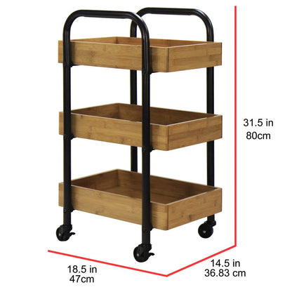 Oceanstar Portable Storage Cart with 3 Easy Removable Bamboo Trays